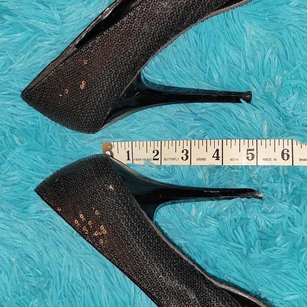 Steve Madden Black Sequin Heels Size 7.5 - Picture 6 of 7